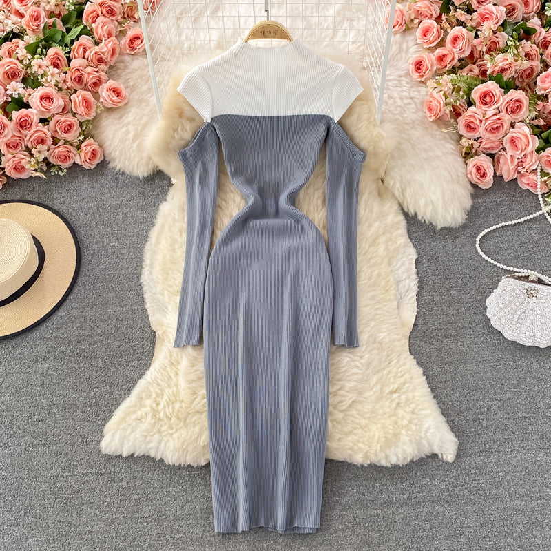 Robe en tricot à col montant vintage française 3358