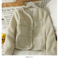 Korean retro small check single breasted V-Neck long sleeve coat  2114