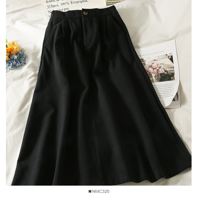 Jupe en laine mi-longue taille haute style rétro de Hong Kong 2547