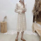 New Lapel lace long sleeve high waist slim gentle long skirt  2390