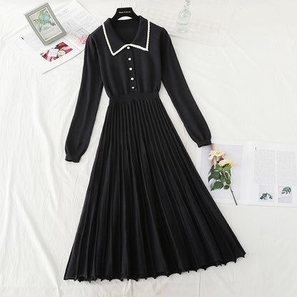 New autumn and winter long sleeve pleated light mature wind with bottom skirt  2224