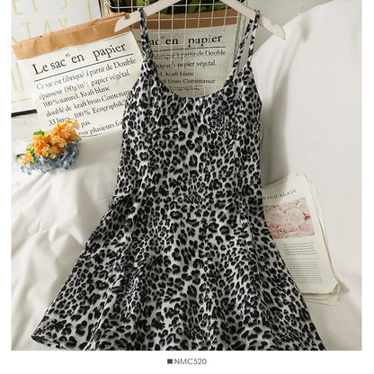 Han Fan retro leopard print high waist suspender short skirt female  2705