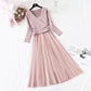Women's suit skirt fashion knitted sweater + suspender mesh dress  2174