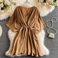 Robe courte polyvalente à taille rajeunissante unie 3188
