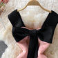Light luxury celebrity dress open back suspender skirt large bow slim fit  2730