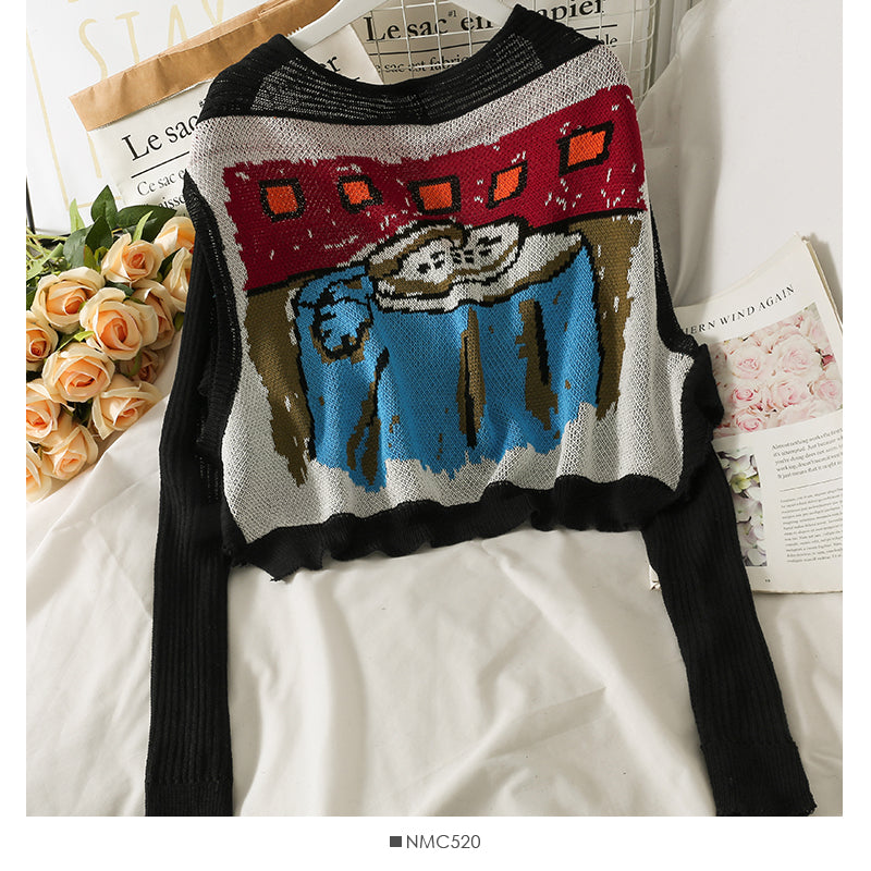 Petit châle français ultra court pull femme rajeunissant châle mince sur cardigan 2008