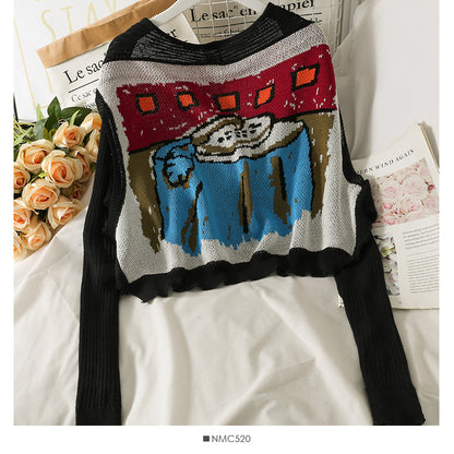 Petit châle français ultra court pull femme rajeunissant châle mince sur cardigan 2008