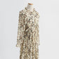 Temperament: slim waist, long sleeved chiffon dress with backing  2214