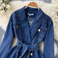 Denim Jacket Women's V-neck double breasted  1512