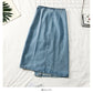 High waist one step medium length skirt cowboy skirt with irregular split  2651