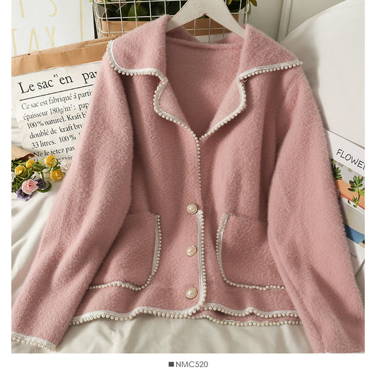 Manteau ample femme automne hiver col costume pull à manches longues 2052