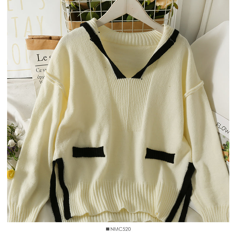 Pull col V ample et fin à rayures colorées coréennes pour femme 2000