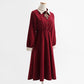 Long sleeved dress, academic style, thin temperament, knee length skirt, French long skirt, female  2159