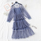 Lace mesh wave cake dress  2471