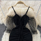 Suspender Strapless skirt pleated slim Hip Wrap Skirt Dress  3205