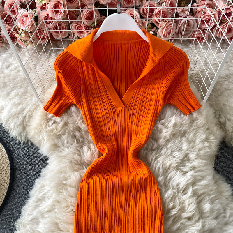 Robe vintage en tricot avec fermeture à la taille et aux fesses 2716