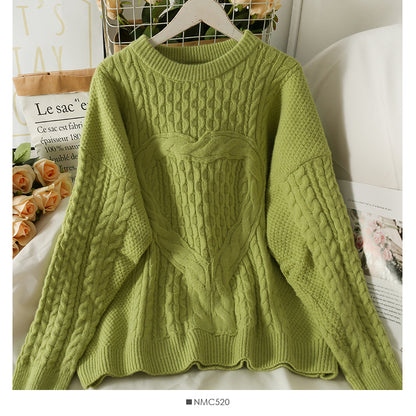 Pull à manches longues en chanvre fin en forme de cœur pour femme, version coréenne, 2020