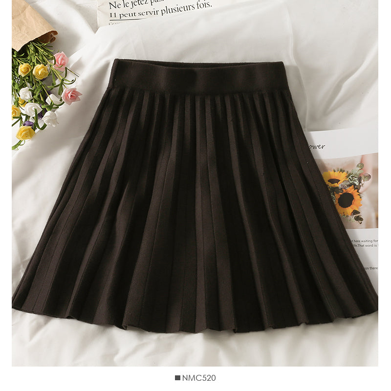 Waist slim knit A-line skirt women's versatile short skirt  2502