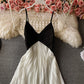 Suspender backless Pleated Dress super fairy big swing dress  2717