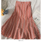 Sweet style print medium length high waist fishtail skirt  2638