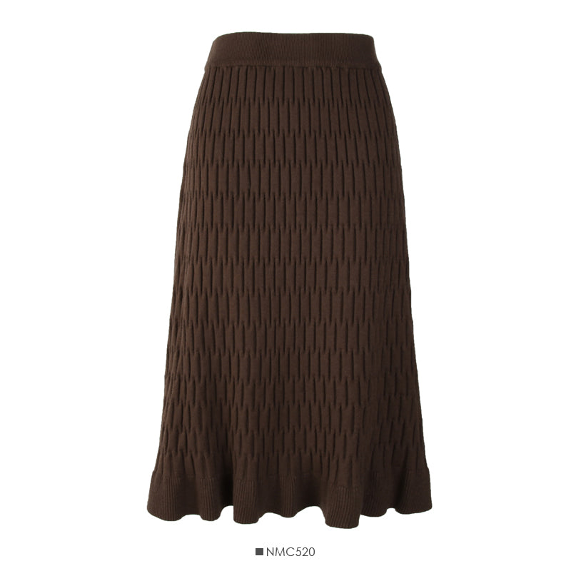 Korean stripe high waist thin solid color versatile knitted skirt  2648