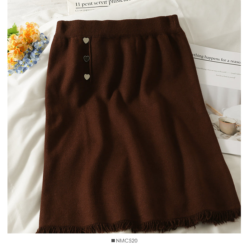 Slim candy color knitted Hip Wrap Skirt for women  2601