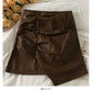 Korean retro pleated irregular high waist skirt  2576