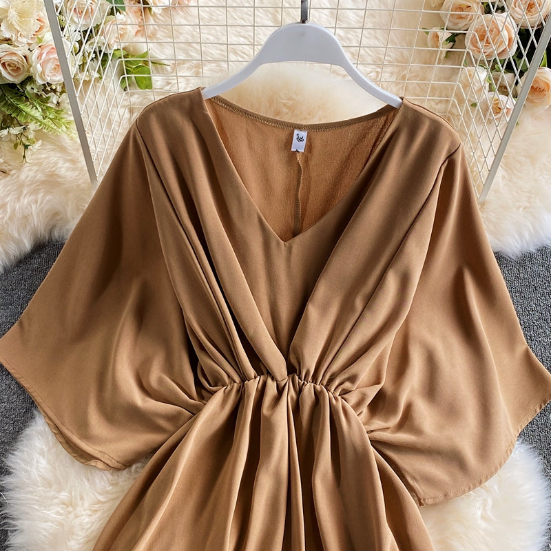 Robe courte polyvalente à taille rajeunissante unie 3188