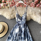 Backless suspender strapless dress with ragged waist  2837