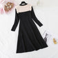 New fashion French retro long sleeve bottomed wool dress  2393