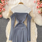 Robe en tricot à col montant vintage française 3358