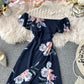 Robe à volants pour vacances à la mer, épaules dénudées 3134
