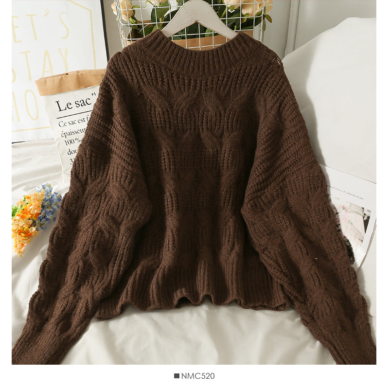 Pull femme saison ample et fin motif lin pull col rond 2021