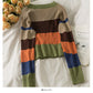 Pull coupe slim à simple boutonnage et col bas avec contraste de couleurs élégant 2070