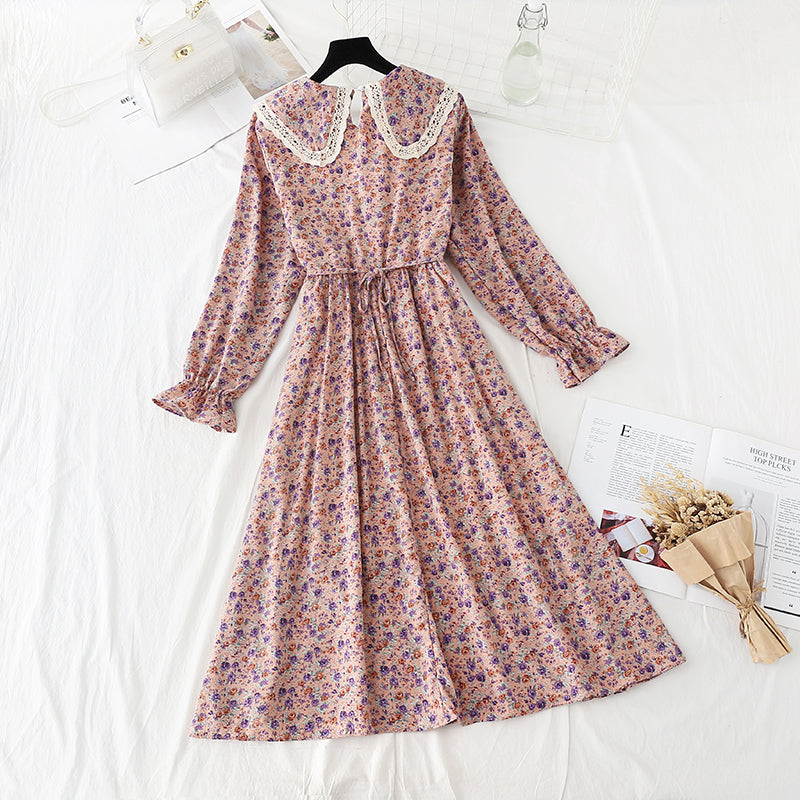 Doll neckline cut-out age reducing thin bottomed skirt  2408