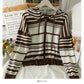 Cardigan à capuche avec cordon de serrage et fermeture éclair pour femme, pull fin à rayures coréennes, 2015