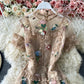 Kuchenrockkleid mit Netzstickerei und Blumenspitze 3178