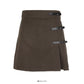Multi panel buckle high waist slim A-line skirt  2578