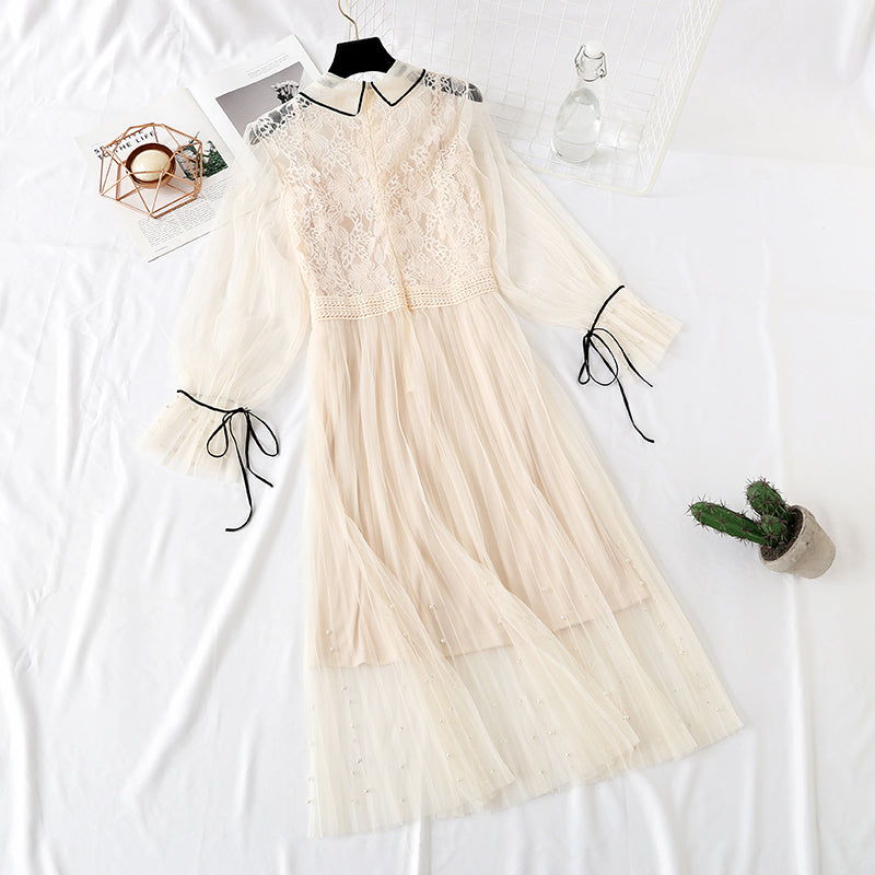 New super horn sleeve nail bead sling pleated long skirt two-piece set  2459
