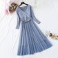 Women's suit skirt fashion knitted sweater + suspender mesh dress  2174