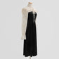 Fake two piece lace skirt stitching velvet dress method  2282