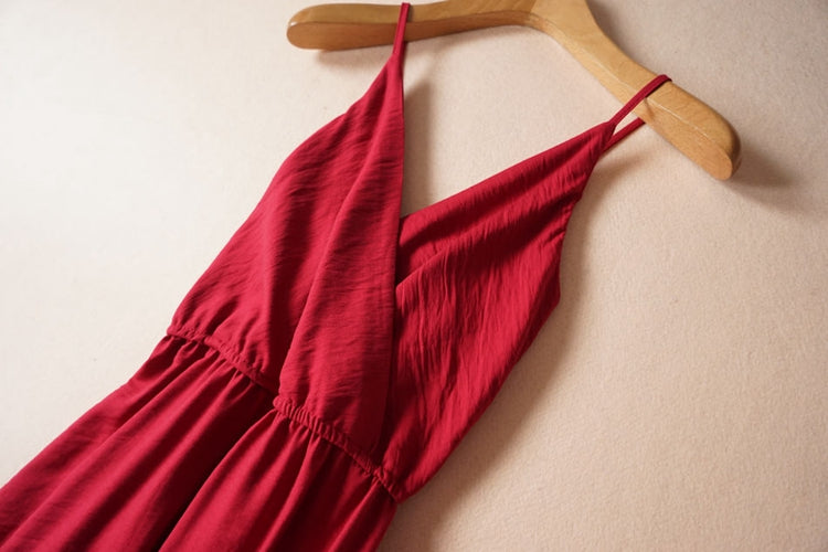 Robe de plage sexy à bretelles et col en V et dos nu 3274