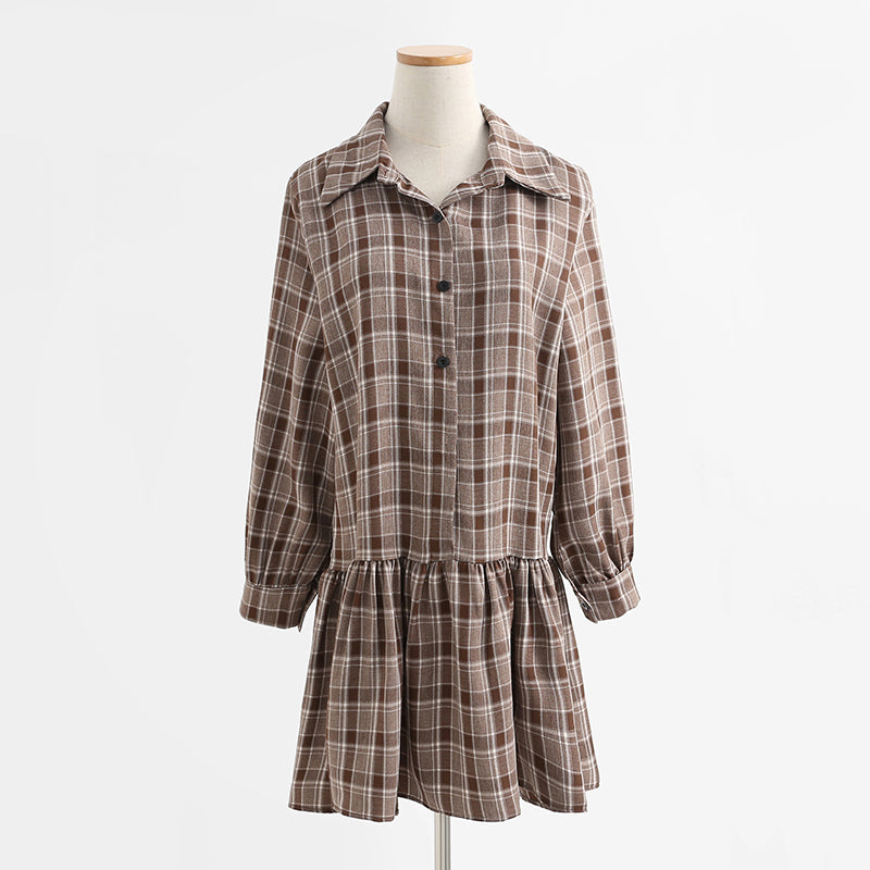 New vest LONG SLEEVE DRESS Plaid age reduction fashion two-piece suit skirt  2176