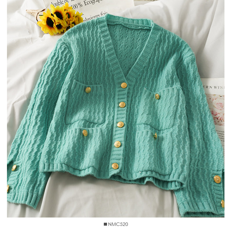 Pull cardigan slim rayé Veste pull à manches longues 1758