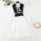 Net red sweater knitted vest chiffon cake skirt two piece suit  2292