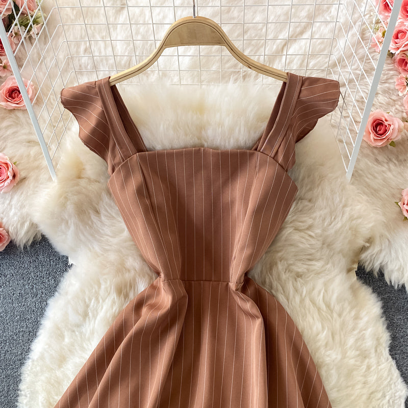 Backless striped strapless dress  2790