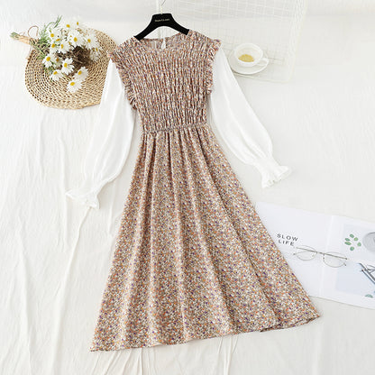 New female floral dress design sense of minority tea break skirt Kikyo early autumn  2414