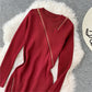 Robe en tricot col rond avec fessiers et jupe en laine à bas 3133