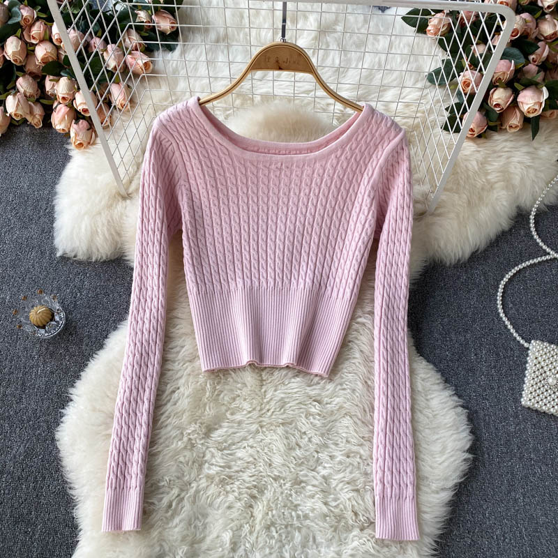Pull en maille coupe slim à manches longues 1599