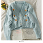 Pull femme en lin brodé court tricoté Top 1763